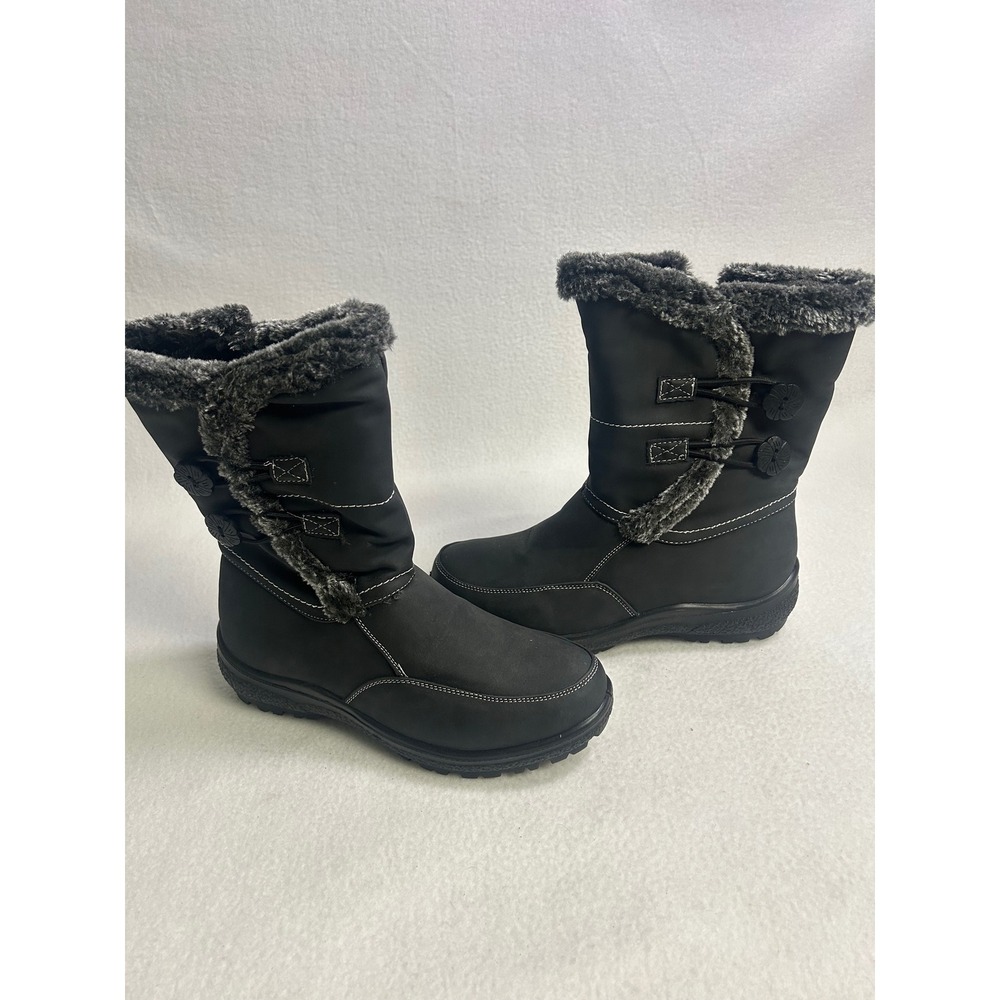 Winter Gorpcore Flexus by Spring Step Womens 39 Black Faux Fur Mid Calf Boots